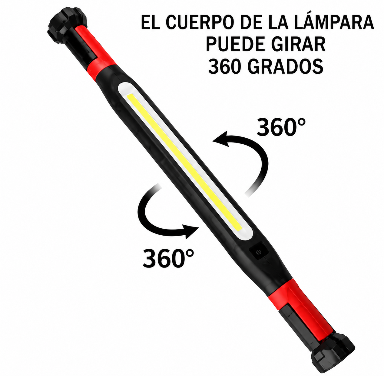 Lampara LED magnetica recargable superbrillante de 2400 lumenes con ganchos para reparaciones y situaciones de emergencia